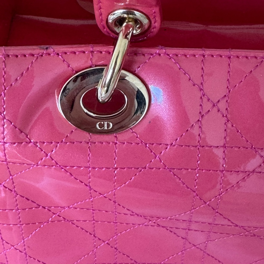 Dior Pink Quilted Handbag, patent leather, original dust bag - Picture 7 of 15